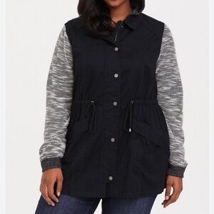Torrid twill fabric mixed jacket black size 0 Large 12